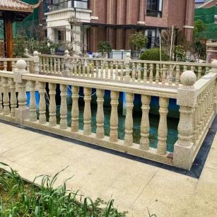 鄂尔多斯黄金麻花岗岩石材栏杆，扶手，将军柱，花瓶柱