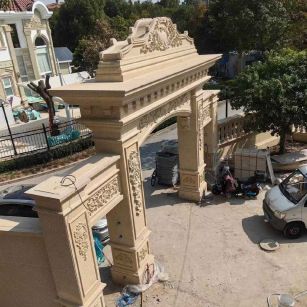 鄂尔多斯 黄金麻荔枝面花岗岩别墅门楼