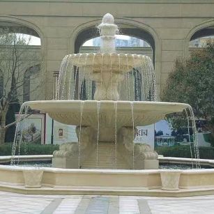 鄂尔多斯 黄金麻花岗岩异型加工——户外庭院石雕流水喷泉