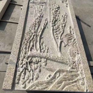 鄂尔多斯 黄金麻雕刻板浮雕迎客松