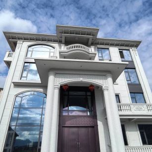 鄂尔多斯白麻别墅外墙干挂石材效果示例