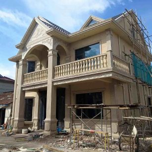 鄂尔多斯 黄金麻花岗岩石材私人别墅雕花门楼柱阳台栏杆