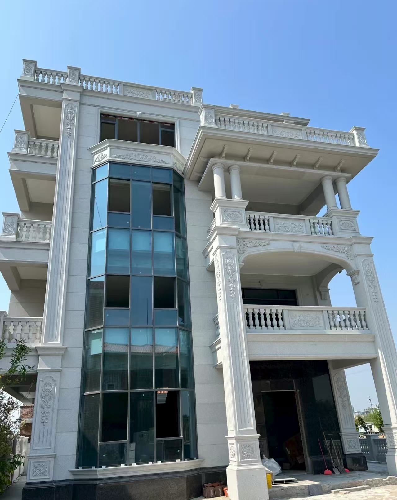 鄂尔多斯 白麻花岗岩别墅外墙干挂效果展示