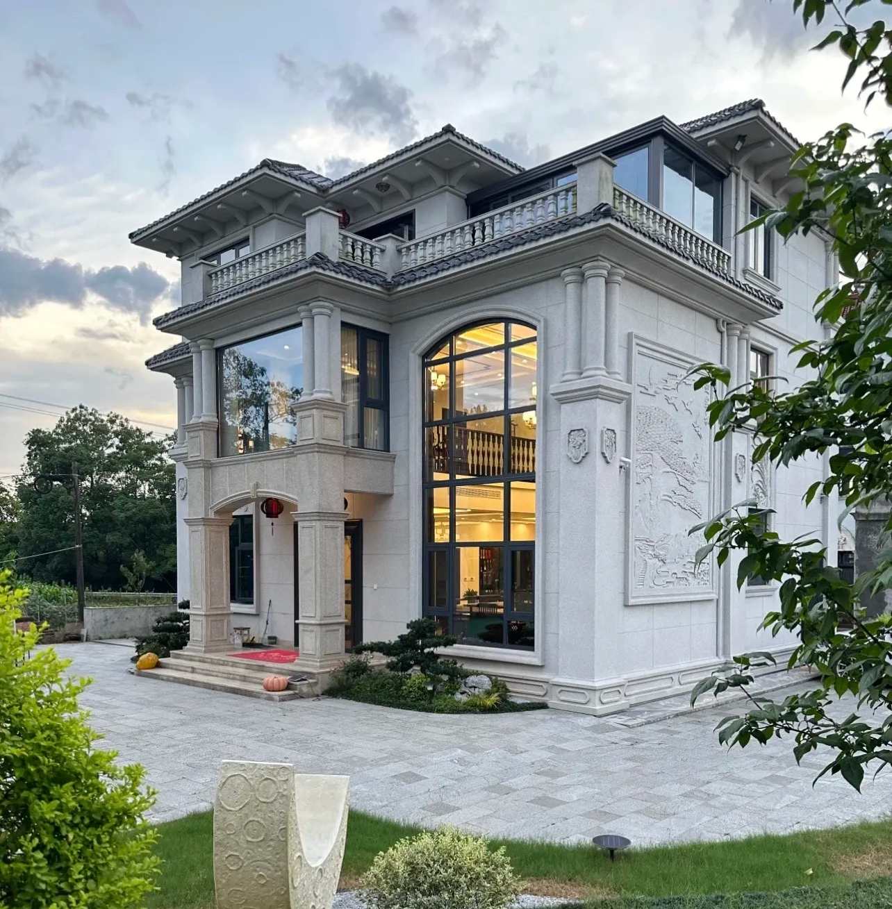 鄂尔多斯 白麻花岗岩私人别墅干挂石材豪华定制