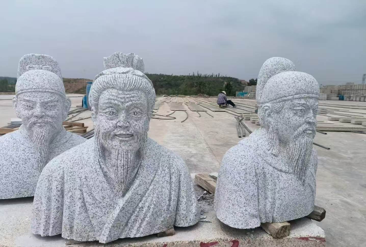 鄂尔多斯 白麻花岗岩石材人物立体雕刻
