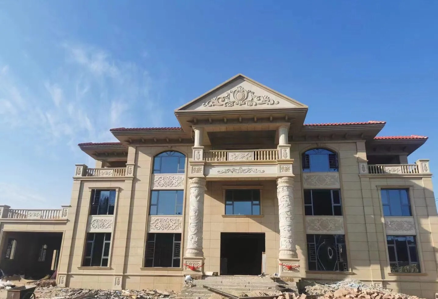 鄂尔多斯 黄金麻花岗岩别墅外墙干挂