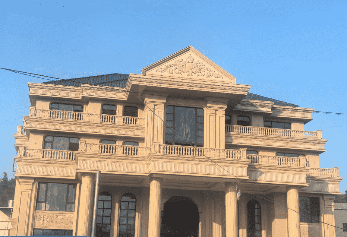 鄂尔多斯黄金麻别墅外墙干挂石材效果示例